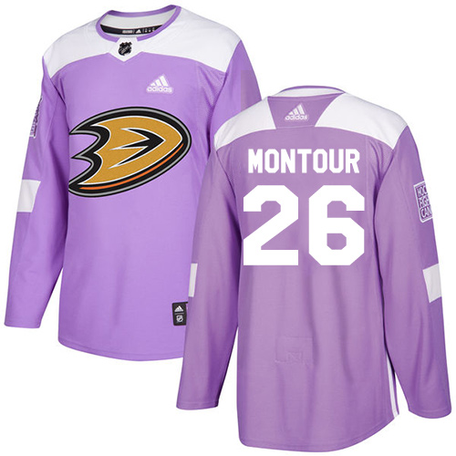 Adidas Ducks #26 Brandon Montour Purple Authentic Fights Cancer Stitched NHL Jersey